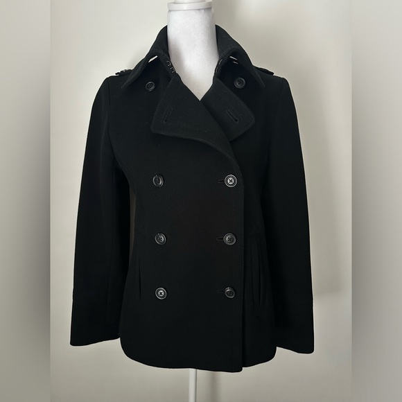 J. CREW 100% Wool Double Breasted Military Black Peacoat Women’s Size Small - Picture 1 of 8